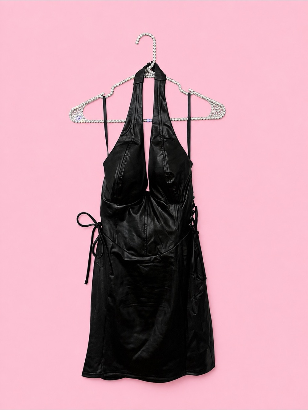 Windsor Black Halter Mini Dress with Side Tie